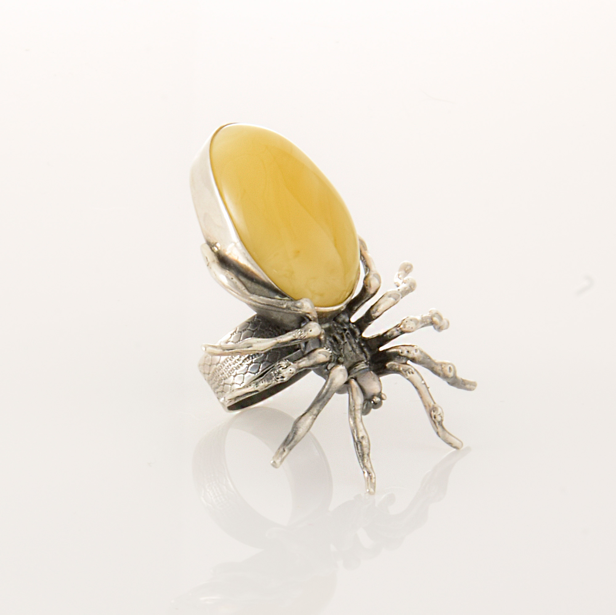 Sterling Silver Baltic Amber Spider Ring Image 2